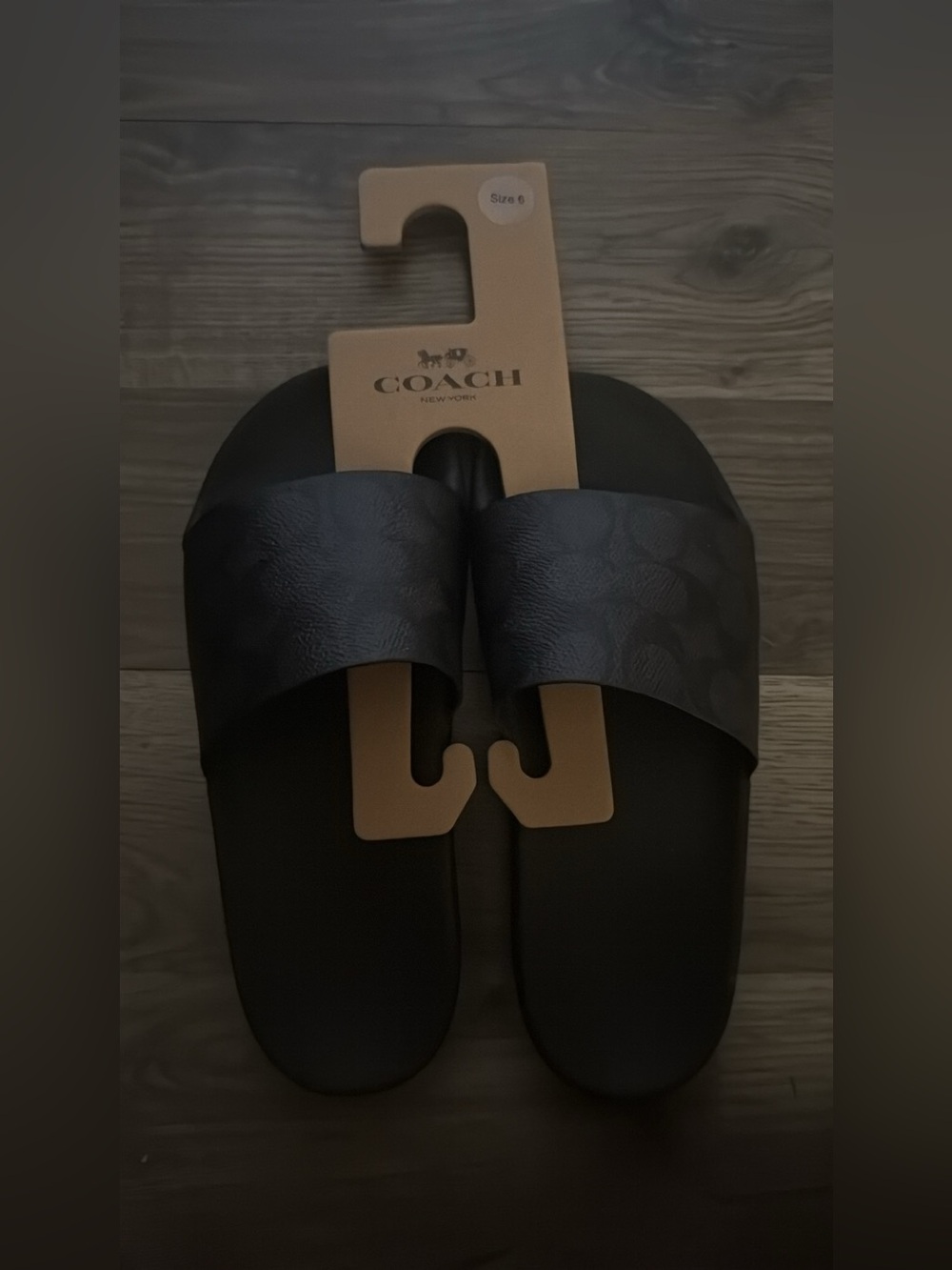 Coach Black Slide Sandals